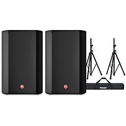 Harbinger VARI V1115 15" Powered Speakers Pair With Speaker Stands