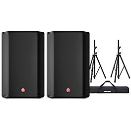 Harbinger VARI V1115 15" Powered Speakers Pair With Speaker Stands