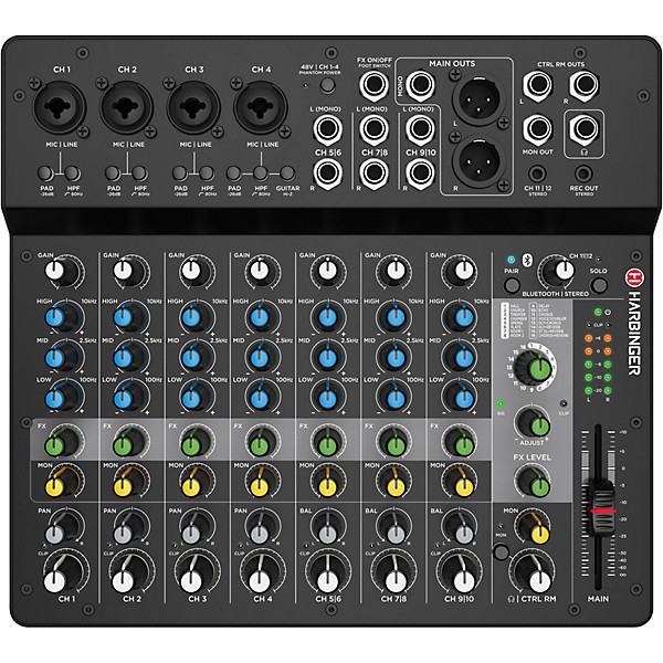 Harbinger VARI V1112 12" Powered Speakers Package With LV12 Mixer & Cables