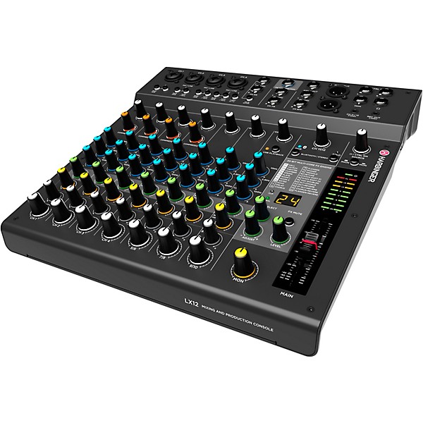 Harbinger VARI V1115 15" Powered Speakers Package With LX12 Mixer and Cables
