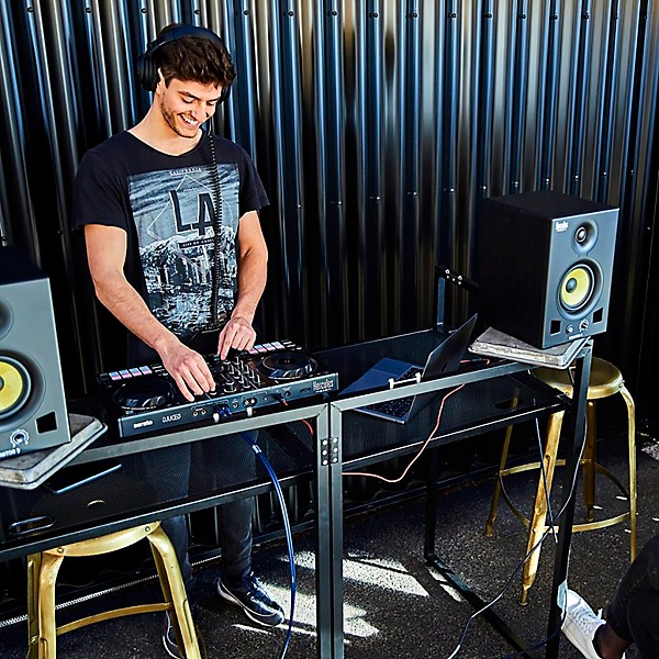 Harbinger VARI V1112 12" Powered Speakers Package With Hercules DJ Inpulse 500 DJ Controller & Cables
