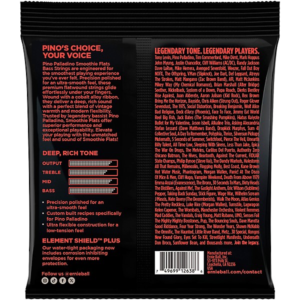 Ernie Ball Pino Palladino Signature Smoothie Flats Bass Strings Medium (43 - 103)