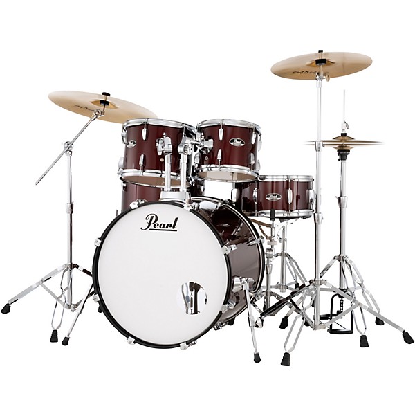 Pearl Roadshow 5-Piece Drum Set With Hardware and SABIAN PX Cymbals Red Wine