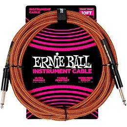 Ernie Ball Braided Straight to Straight Instrument Cable 10 ft. Pumpkin Pie