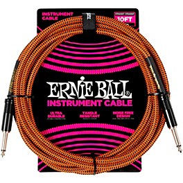 Ernie Ball Braided Straight to Straight Instrument Cable 10 ft. Pumpkin Pie