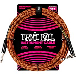 Ernie Ball Braided Straight to Angle Instrument Cable 10 ft. Pumpkin Pie