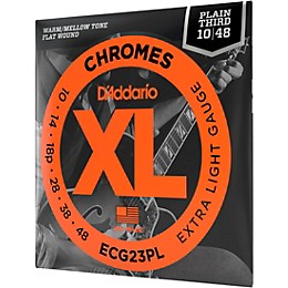 D'Addario XL Chromes Plain Third Electric Guitar Strings Extra Light (10 - 48)