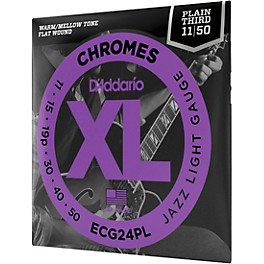D'Addario XL Chromes Plain Third Electric Guitar Strings Jazz Light (11- 50)