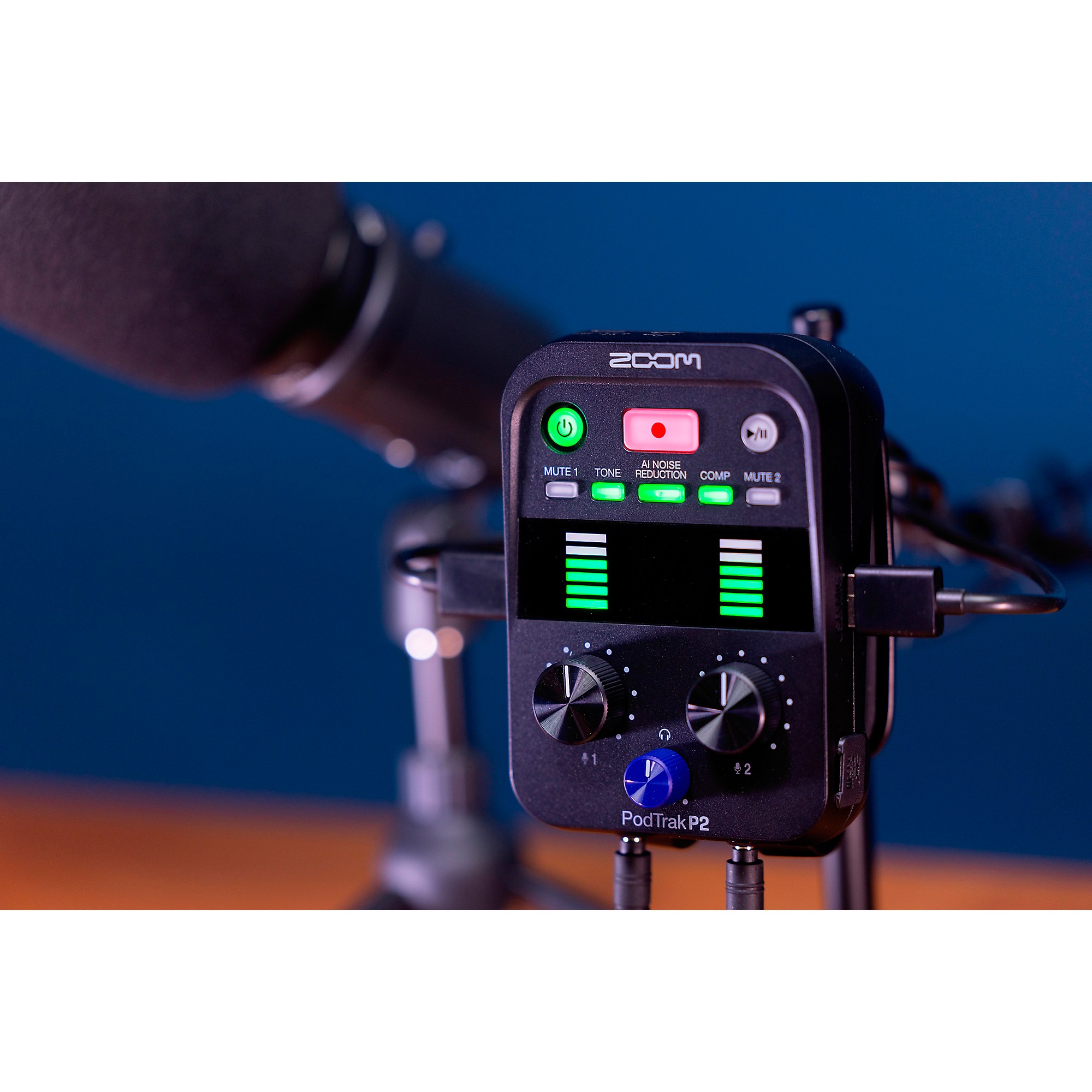 Zoom PodTrak P2 Podcasting Recorder for USB Microphones | Guitar