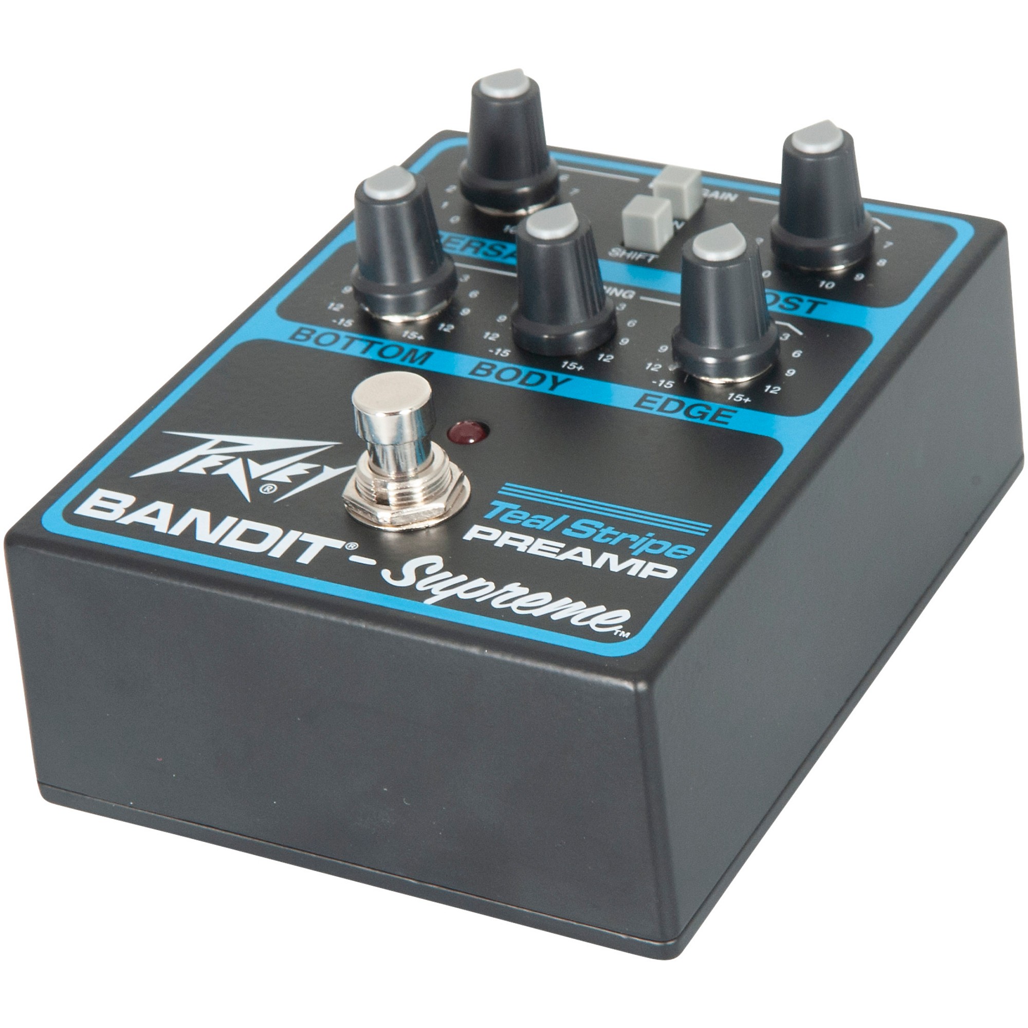 Peavey Bandit Supreme Teal Stripe Preamp Pedal Black and Teal