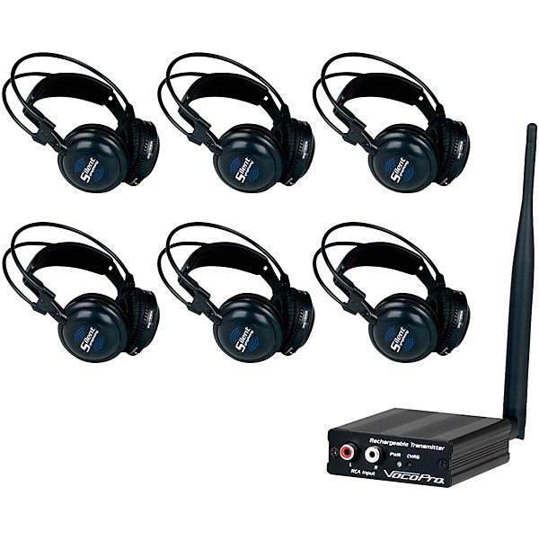 VocoPro Silent Event Package with One Transmitter and Six Wireless Headphone Receivers