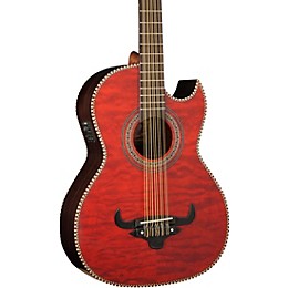 Oscar Schmidt OH32SEQ Acoustic-Electric Bajo Quinto Quilt Trans Red