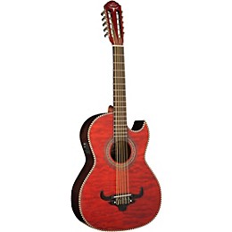 Oscar Schmidt OH32SEQ Acoustic-Electric Bajo Quinto Quilt Trans Red
