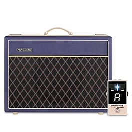VOX VOX AC15 Custom 15W 1x12 Limited-Edition Tube Guitar Combo Amp w/ KORG Pitchblack X Pedal Tuner Blue/Cream
