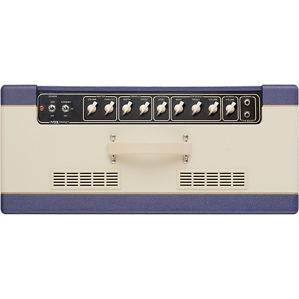 VOX VOX AC15 Custom 15W 1x12 Limited-Edition Tube Guitar Combo Amp w/ KORG Pitchblack X Pedal Tuner Blue/Cream