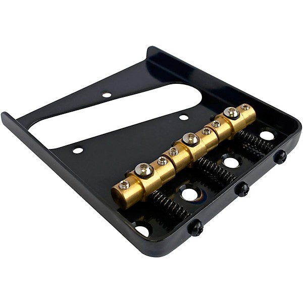 AxLabs Tele-Style Steel Plate Bridge with Brass Swivel Saddles Black