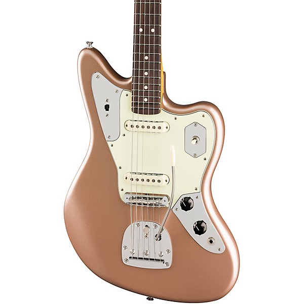 Fender American Professional Classic Jaguar Rosewood Fingerboard Electric Guitar Faded Firemist Gold