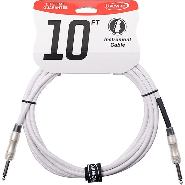Livewire Braided Instrument Cable with Ergonomic Connectors 10 ft. Stage Glow