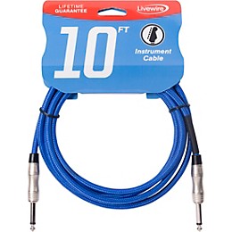 Livewire Braided Instrument Cable With Ergonomic Connectors 10 ft. Electric Blue