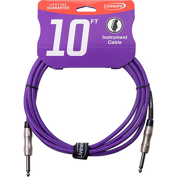 Livewire Braided Instrument Cable with Ergonomic Connectors 10 ft. Plum Distortion