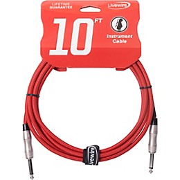 Livewire Braided Instrument Cable With Ergonomic Connectors 10 ft. Scarlet Riff