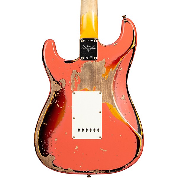 Fender Custom Shop 65 Stratocaster Super Heavy Relic Electric Guitar Super Faded Aged Tahitian Coral over 3-Color Sunburst