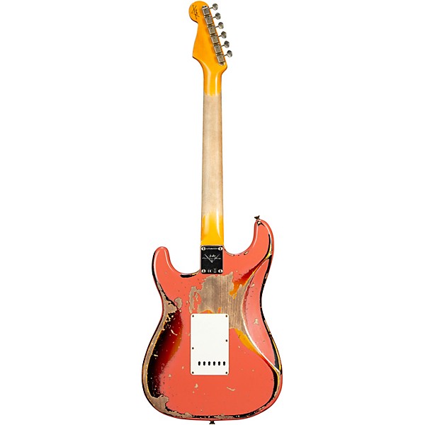 Fender Custom Shop 65 Stratocaster Super Heavy Relic Electric Guitar Super Faded Aged Tahitian Coral over 3-Color Sunburst