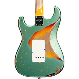 Fender Custom Shop 65 Stratocaster Super Heavy Relic Electric Guitar Super Faded Aged Sherwood Green Metallic over 3-Color Sunburst