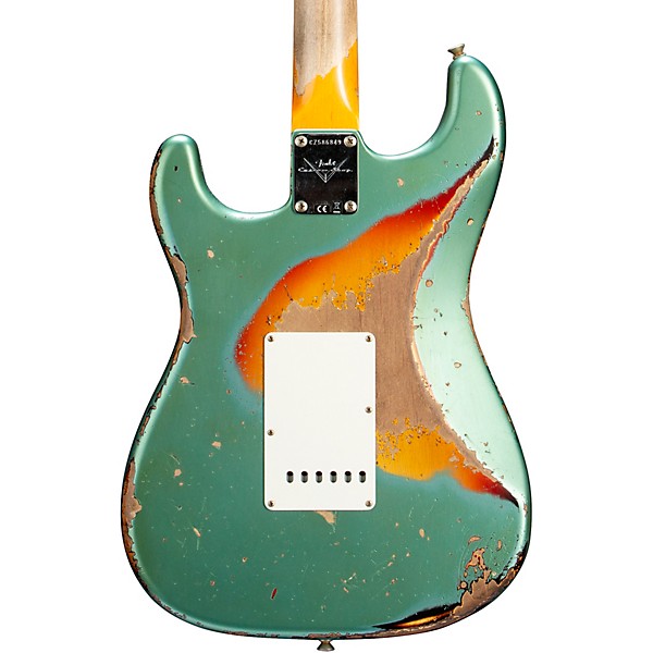 Fender Custom Shop 65 Stratocaster Super Heavy Relic Electric Guitar Super Faded Aged Sherwood Green Metallic over 3-Color...