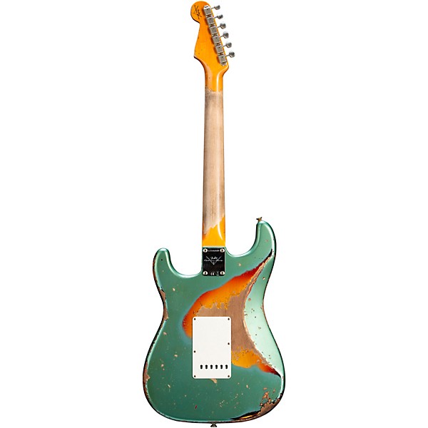 Fender Custom Shop 65 Stratocaster Super Heavy Relic Electric Guitar Super Faded Aged Sherwood Green Metallic over 3-Color...