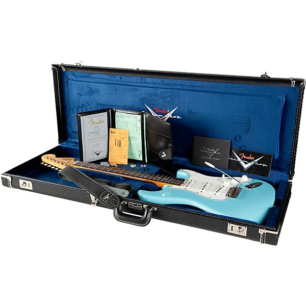 Fender Custom Shop 69 Stratocaster Journeyman Relic Electric Guitar Faded Daphne Blue