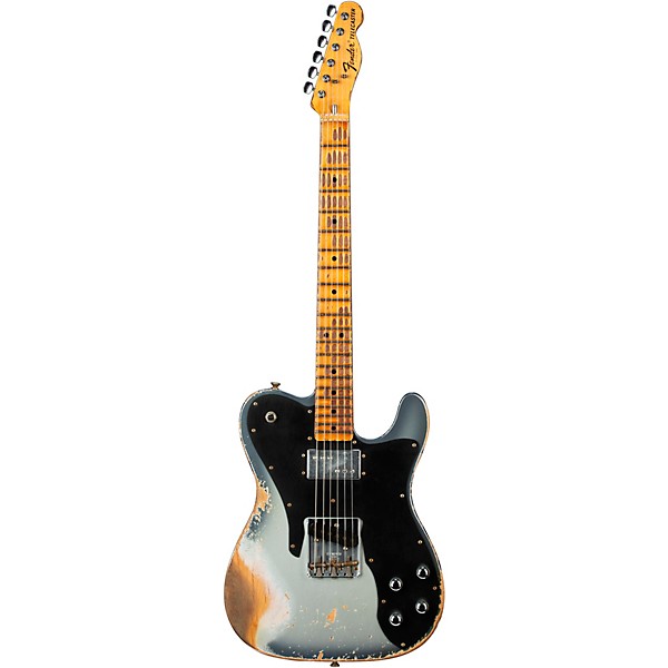 Fender Custom Shop Limited-Edition Electric Telecaster Custom Super Heavy Relic Guitar Aged Inca Silver with Aged Charcoal...