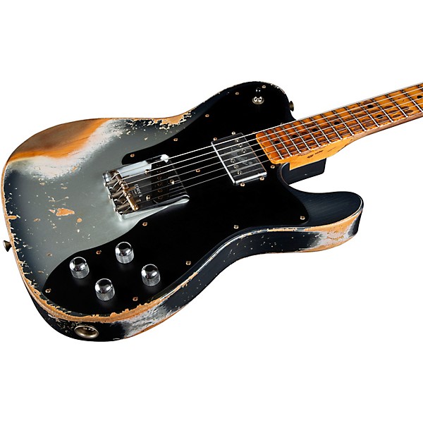 Fender Custom Shop Limited-Edition Electric Telecaster Custom Super Heavy Relic Guitar Aged Inca Silver with Aged Charcoal...