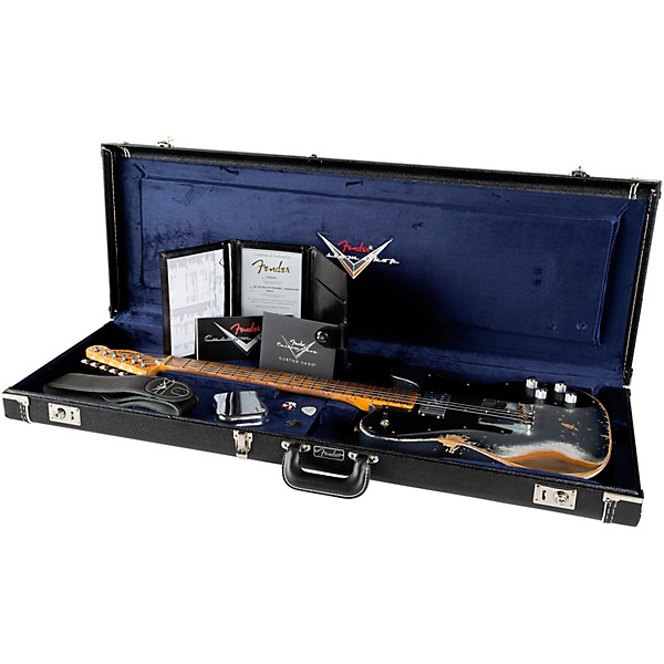 Fender Custom Shop Limited-Edition Electric Telecaster Custom Super Heavy Relic Guitar Aged Inca Silver with Aged Charcoal...