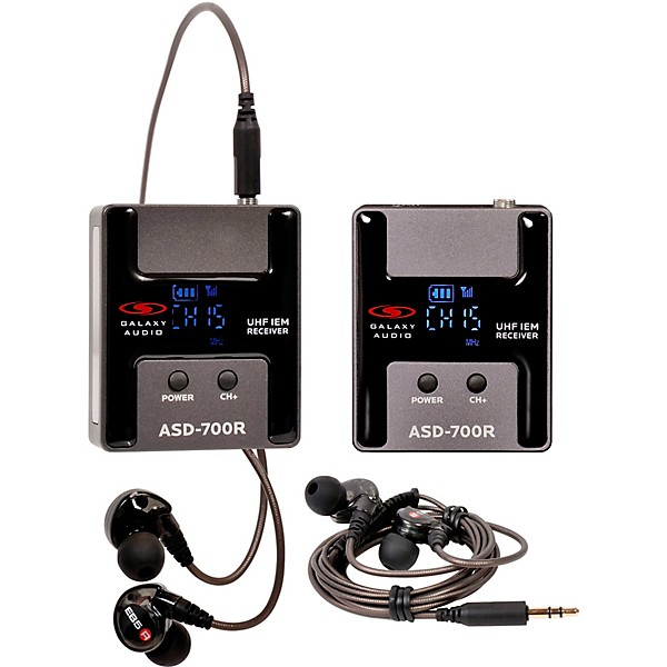 Galaxy Audio ASD-700-2 Digital 15 Channel UHF Plug & Play Wireless In-Ear Monitor Twin Pack System with EB5 Earbuds Freque...