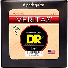 DR Strings VERITAS Uncoated Accurate Core Technology Acoustic Guitar Strings 6-Pack Light (12-54)