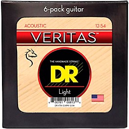 DR Strings VERITAS Uncoated Accurate Core Technology Acoustic Guitar Strings 6-Pack Light (12-54)