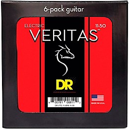DR Strings VERITAS Uncoated Accurate Core Technology Electric Guitar Strings 6-Pack Heavy (11 - 50)