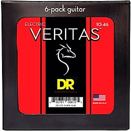 DR Strings VERITAS Uncoated Accurate Core Technology Electric Guitar Strings 6-Pack Medium (10-46)