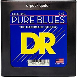 DR Strings Pure Blues Pure Nickel Electric Guitar Strings 6-Pack Light (9-42)