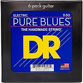 DR Strings Pure Blues Pure Nickel Electric Guitar Strings 6-Pack Heavy (11 - 50)