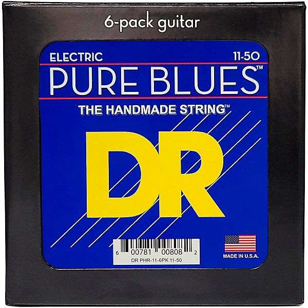 DR Strings Pure Blues Pure Nickel Electric Guitar Strings 6-Pack Heavy (11 - 50)
