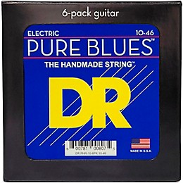 DR Strings Pure Blues Pure Nickel Electric Guitar Strings 6-Pack Medium (10-46)