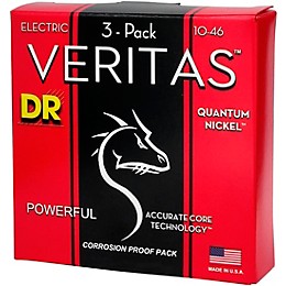 DR Strings VERITAS Uncoated Accurate Core Technology Electric Guitar Strings 3 Pack Medium (10-46)