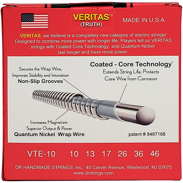 DR Strings VERITAS Uncoated Accurate Core Technology Electric Guitar Strings 3 Pack Medium (10-46)