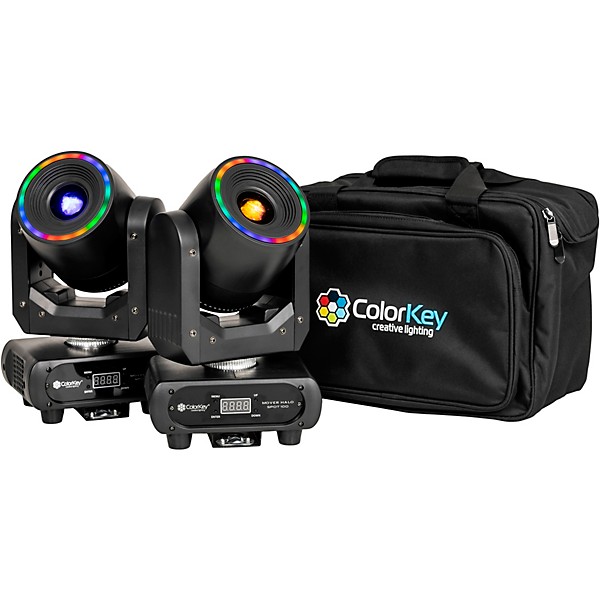 ColorKey Halo Spot 100 100W LED Moving Head Compact Spot with Halo 2-Pack Bundle with Carrying Bag