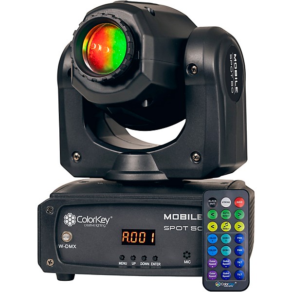 ColorKey Mobile Spot 50 Battery Powered 30W LED Moving Head Spot with Wireless DMX 2-Pack Bundle with Carrying Bag