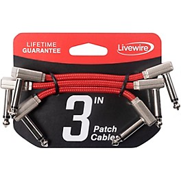 Livewire Braided Patch Cables 3-Pack 3 in. Scarlet Riff