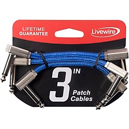 Livewire Braided Patch Cables 3-Pack 3 in. Electric Blue