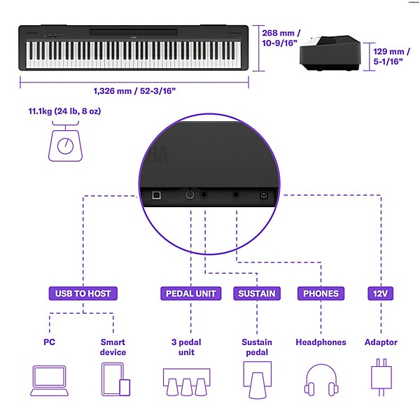 Yamaha P-145BT 88-Key Digital Piano With Bluetooth
